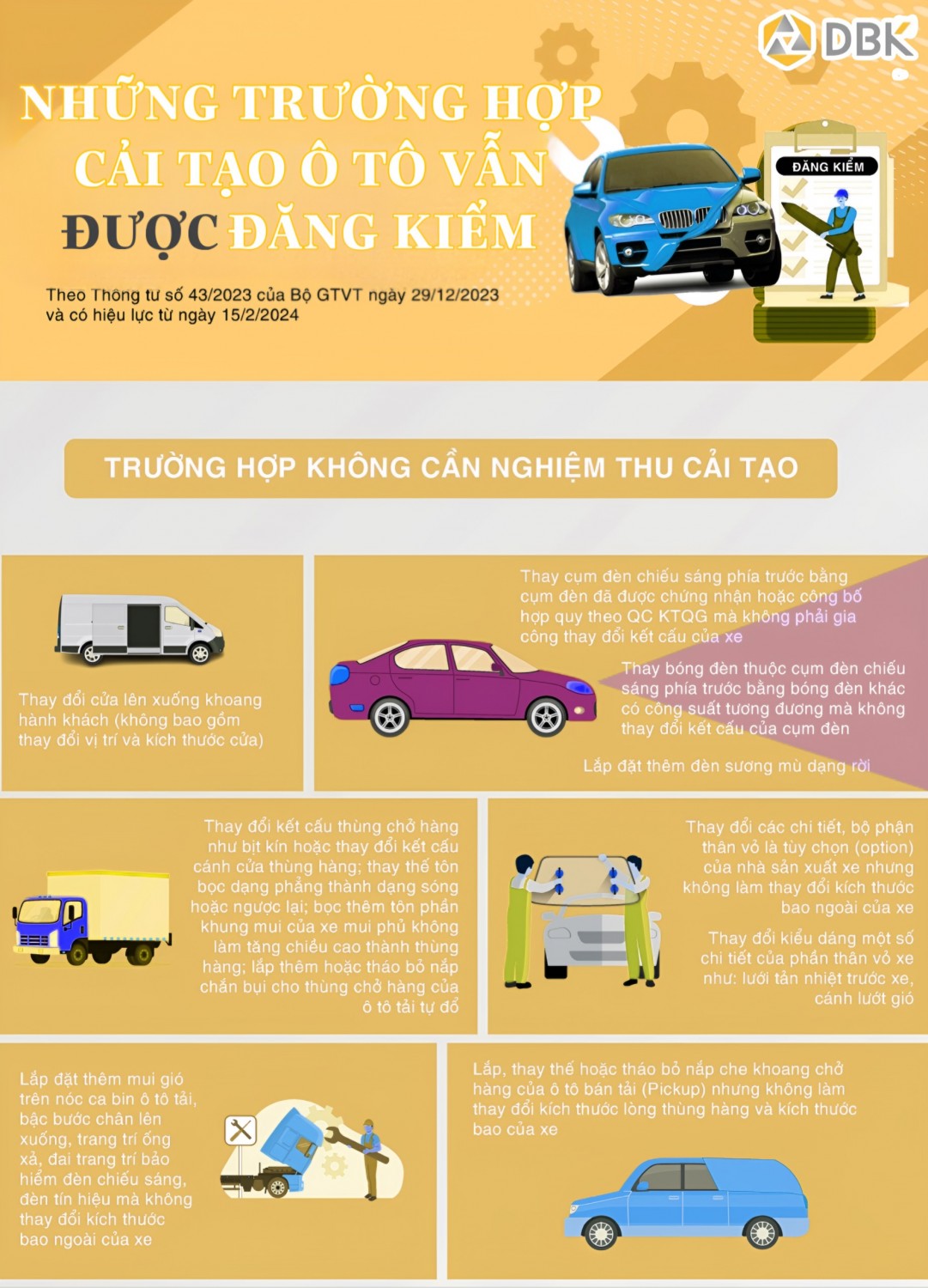 09 trường hợp cải tạo xe ô tô mới được quy định